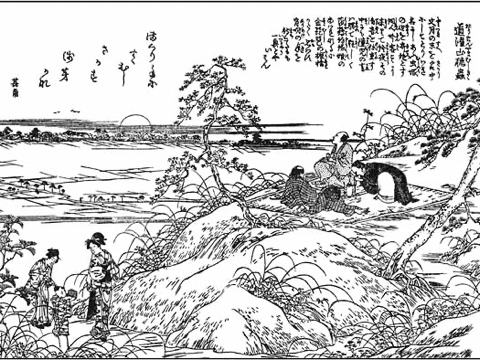 江戸時代、道灌山で人々は虫の音を聞いたり、薬草を摘んだりして楽しみました