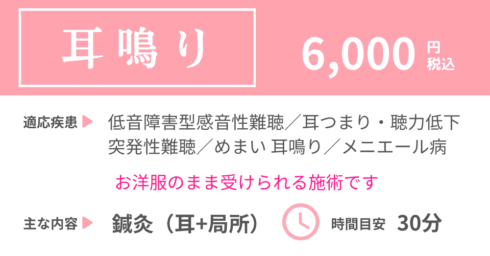 耳鳴り,めまい,聴力低下耳つまり,低音障害型難聴,突発性難聴,メニエール病の鍼